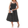 Amazon plus size midi dress women's  summer new polka dot square neck beach sundress