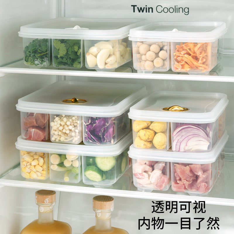 Food-grade divided crisper box, food preparation, vegetables, frozen, lidded packaging box, for home refrigerator special storage box