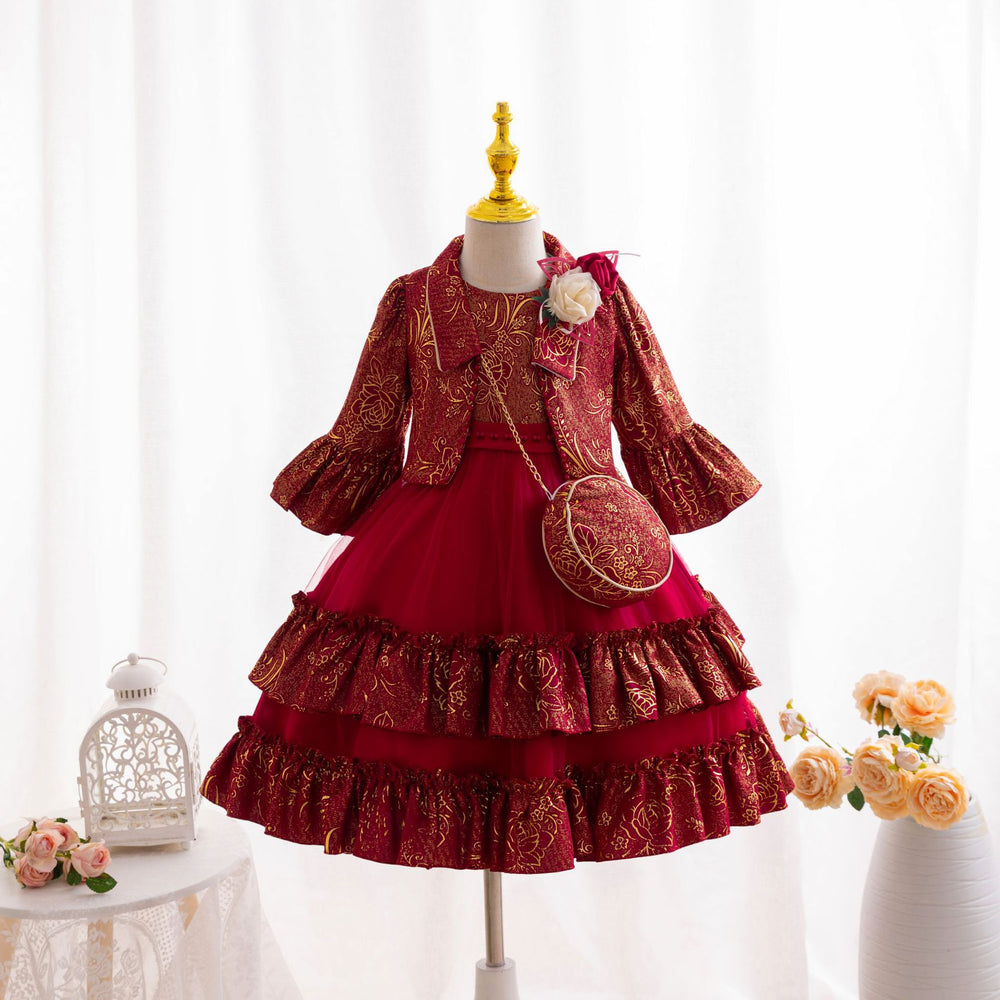 New in stock skirt set children's dress three-piece cake princess dress girls' birthday dress flower girl