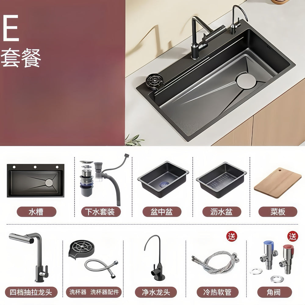 kitchen sink large single slot sus304 stainless steel nano handmade vegetable basin dishwashing sink countertop basin for home