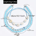 Blue bohemian necklace wholesale - european & american style, perfect for beach, soft clay, pearl & shell, layered necklace