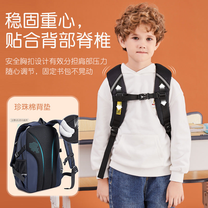 School bag for boys, primary school students, grades 3 to 5 and 6, junior high school students, large-capacity children's backpack, spine protection and burden reduction backpack