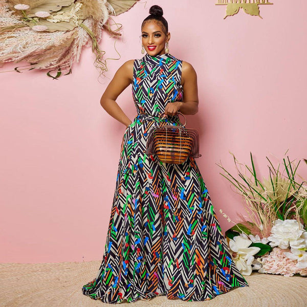 FYS10409 European and American sexy, printed wide-leg jumpsuit