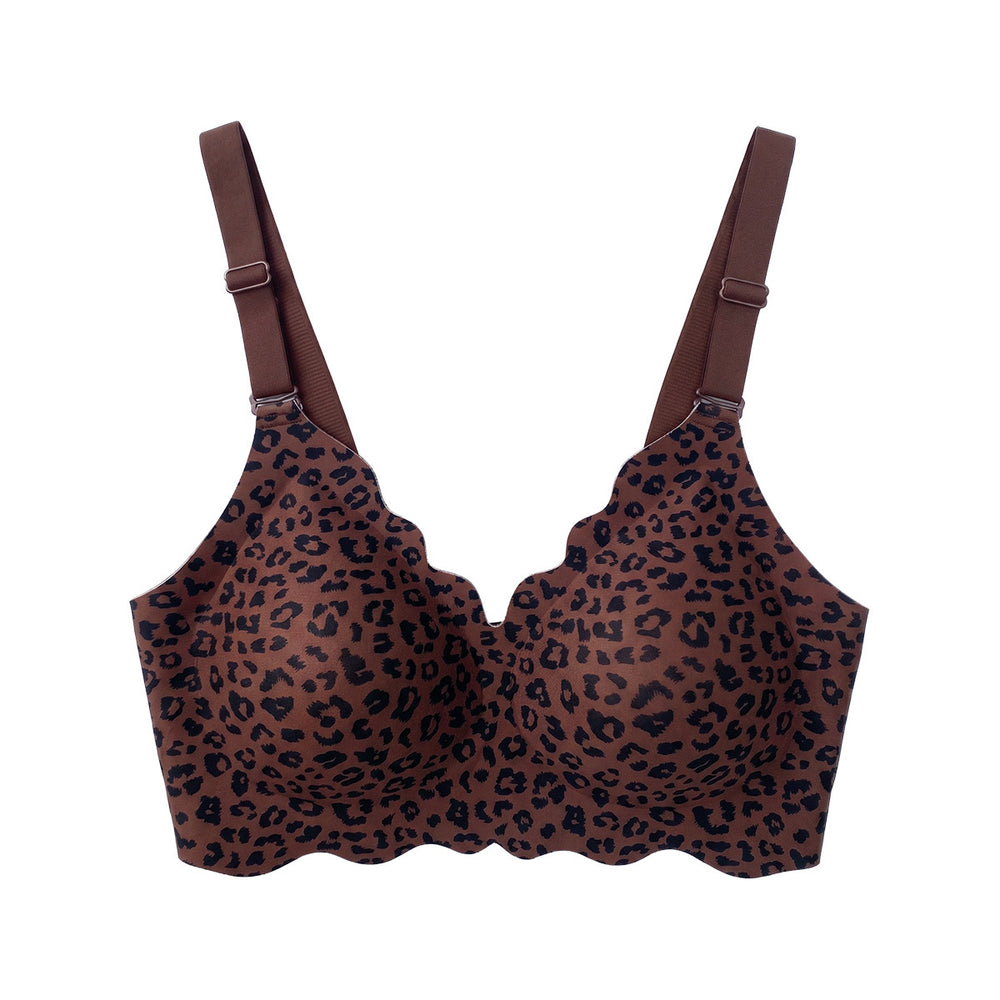 fashionbest selling leopard print plus size seamless intimates jelly glue soft support push up plus size bra bra