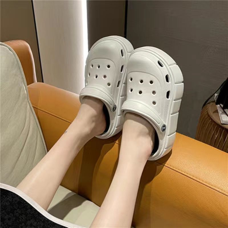 Crocs women's outwear 2025 summer new arrivalplatform shoesthick sole toe-cap half-slippers sandals easiest for matchnon-slip beach slippers