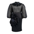 Sexy see-through polka dot mesh blouse suit stereo florals skirt two-piece set two-piece set