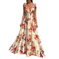 2025 summer new arrivals: cross-border amazon fashion - european & american style open-back printed dress, sleeveless maxi slip dress with flared skirt