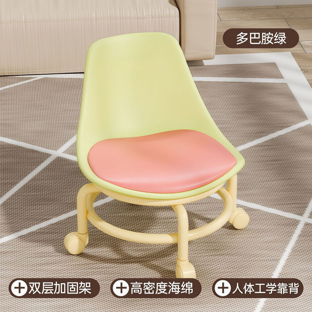 Dopamine roller short stool for adults and kids, roller skating movable swivel wheel small stool for home back chair
