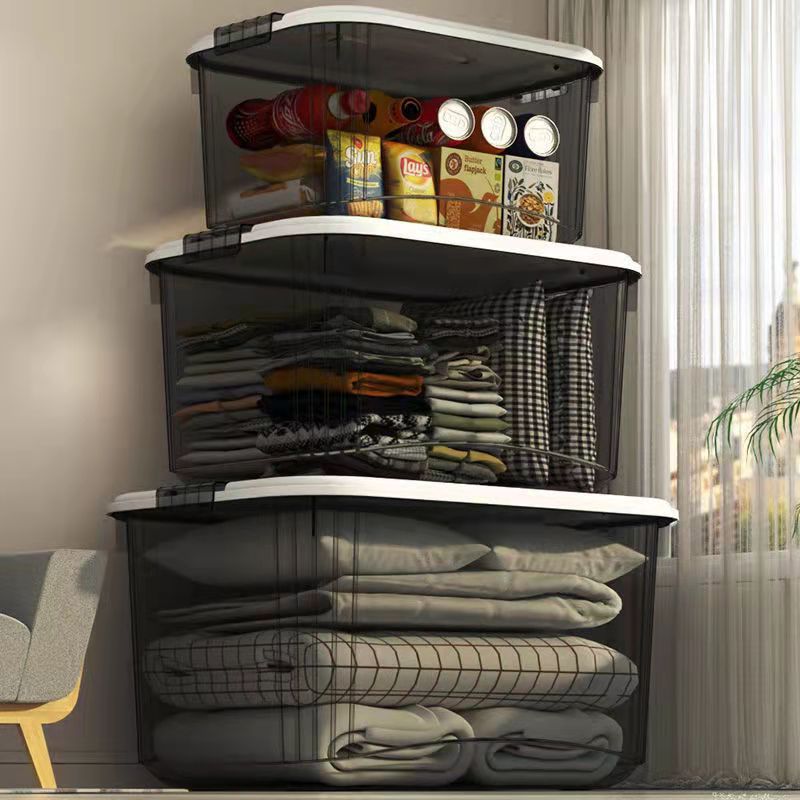 Household acrylic transparent storage box with lid, clothes storage box, household quilt sundries finishing basket wholesale