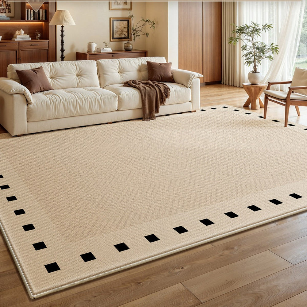 Cooling mat rug for living room, vintage style, summer ice silk, wash-free, wipeable, sofa coffee table, high-end light luxury floor mat, stain-resistant