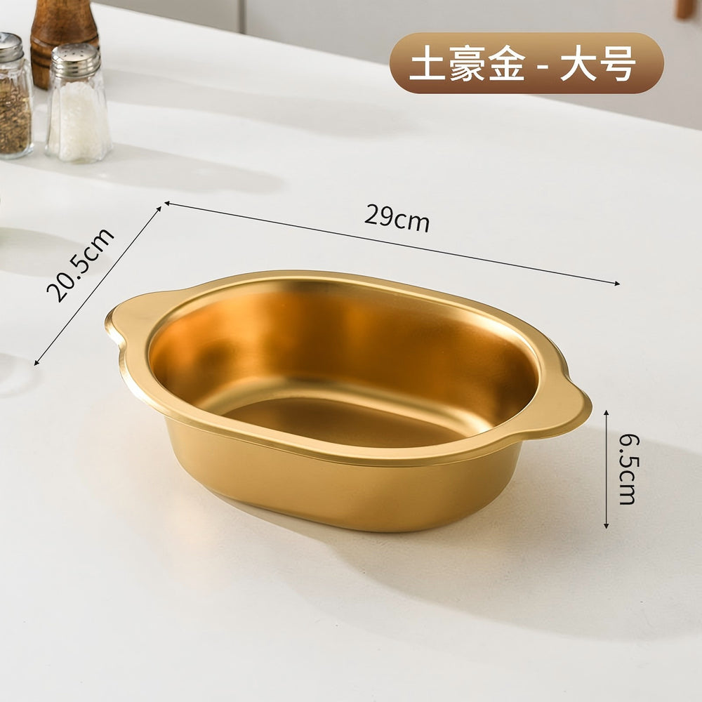 Korean stainless steel oval ramen basin steamed vegetable basin commercial baked rice bowl fried chicken plate flats salad bowl side dish bowl