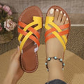 European and american plus size thong sandals - new women's flat, versatile, casual crossover sandals, beach shoes, and flip-flops