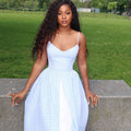 European and american cross-border women's fashion  summer new arrival: elegant, fresh, blue plaid patchwork vacation sundress