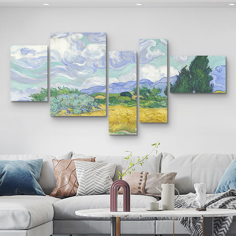Starry sky painting Van Gogh world famous painting living room sofa background wall mural bedroom bedside pentagram wall decoration painting