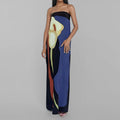 cross-border e-commerce women's fashion: european and american summer new arrivals - trendy off-the-shoulder bandeau sexy backless printed dress