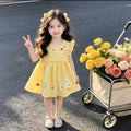 Summernew arrivalkids baby girl princess jumpsuit girl summernew arrival style small flying sleeve embroiderdress summer