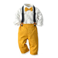 Children's clothing fall and winter new products boys white shirt stand collar long sleeves overalls pants suit gentleman babysuit wholesale