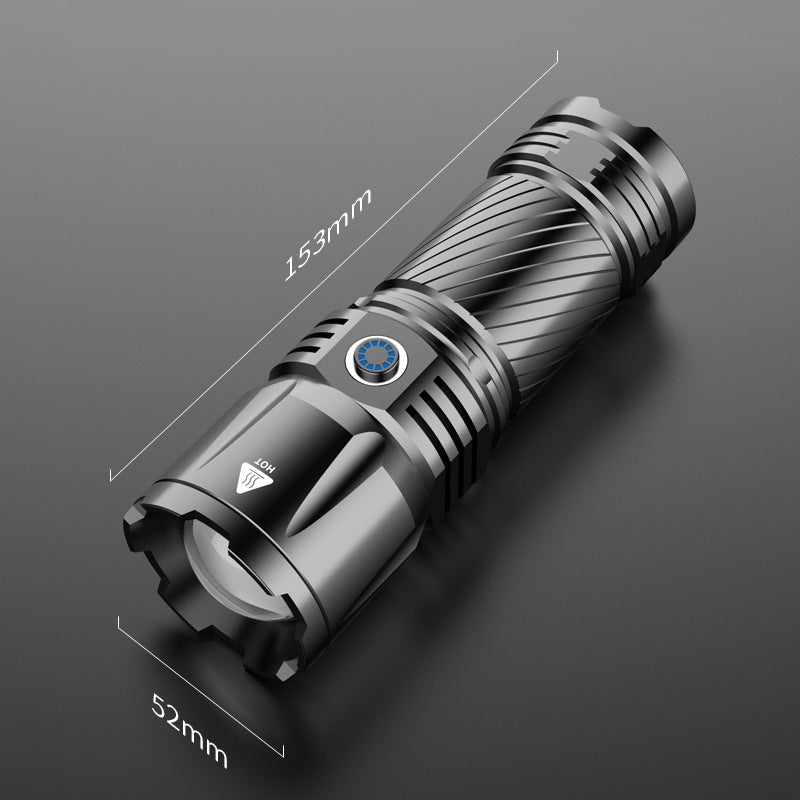 Cross-border new aluminum alloy white laser strong light flashlight charging super bright remote light outdoor concentrating flashlight