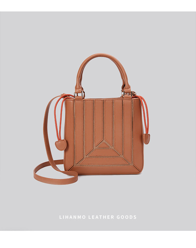 Cross-border splicing rainbow-colored commuter shoulder messenger bag niche design striped versatile large-capacity portable tote bag