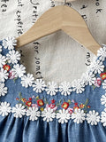 cross-border e-commerce vintage lace girls' dress - embroidered lace, small pockets, beach vacation dress