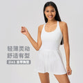 New women's backless sports dress with built-in bra pads, yoga tank dress, cool & breathable tennis pleated skirt d25028