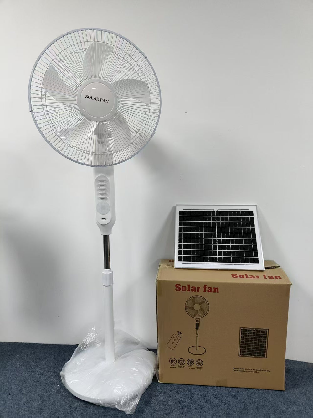 multifunctional solar charging floor fan - solar fan for home, outdoor use, solar electric fan with night light