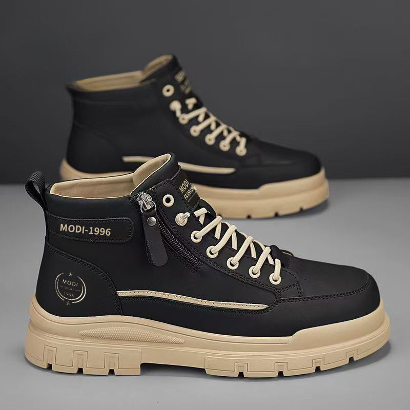 Boots for men 2025winternew arrival high-top casual white sneakers leather thick soleworkwear boots for men