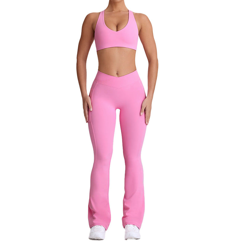 Seamless high-waisted yoga pants - tummy control, butt lift, flare leg, breathable, barely-there feel, pilates wide-leg yoga pants