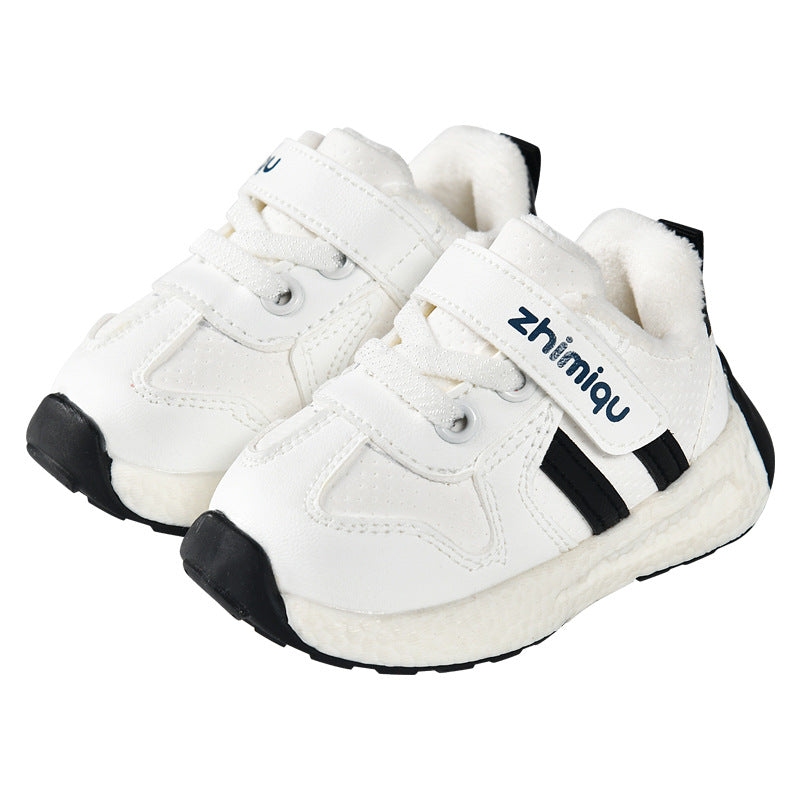 Toddler shoes for baby boys 0-1-3 years old, autumn/winter infant and toddler shoes for baby girls, soft sole non-slip, fleece-lined, extra thick cotton shoes