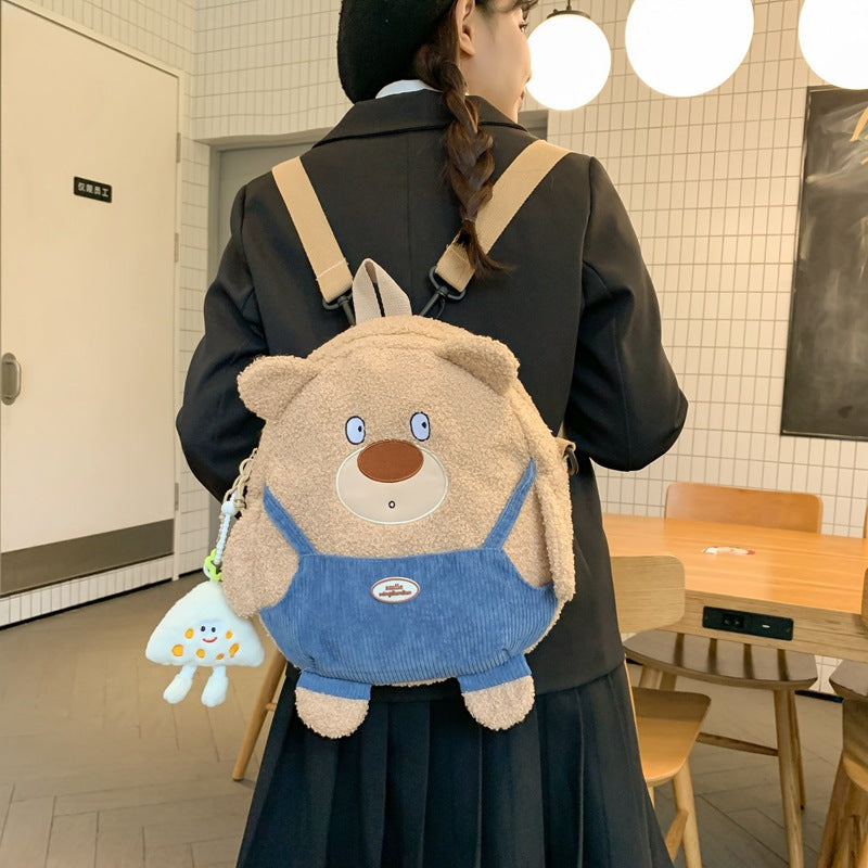 New plush toy women's bear backpack crossbody mobile phone bag cute cartoon bag Valentine's Day birthday gift
