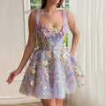 direct-to-consumer fashionable european and american cross-border  women's clothing: sexy, bodycon, embroidered floral cami dress