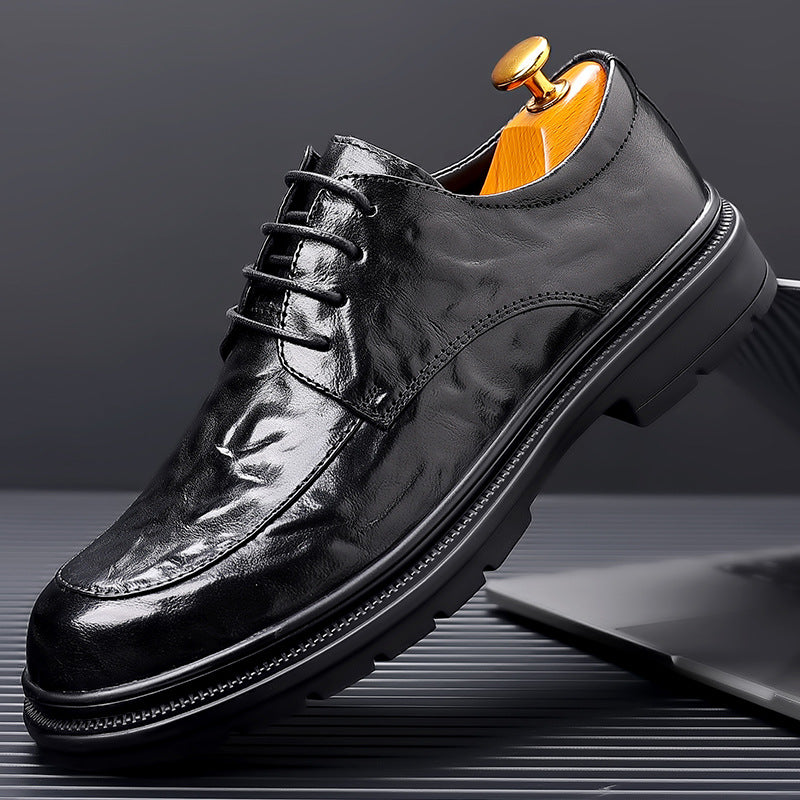 Genuine leather dress shoes for men - new spring collection, british style, business formal, plus size available, full grain leather, groom's wedding shoes