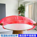 Disposable tablecloth with elastic drawstring for round and rectangular tables - plastic film table cover - red & white