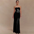 European and american cross-border  summer new sleeveless bandeau maxi dress - sexy, spicy, ruched, cutout, slim-fit women's dress