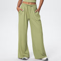New brushed fabric tie-up long sleeve sports bra with open back, drawstring wide-leg loose pants, outdoor casual fitness outfit