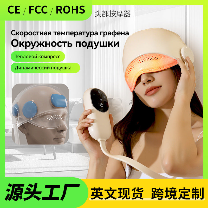 Massage helmet air pressure sleep head massager - wireless electric hot compress airbag therapy head massager for home use