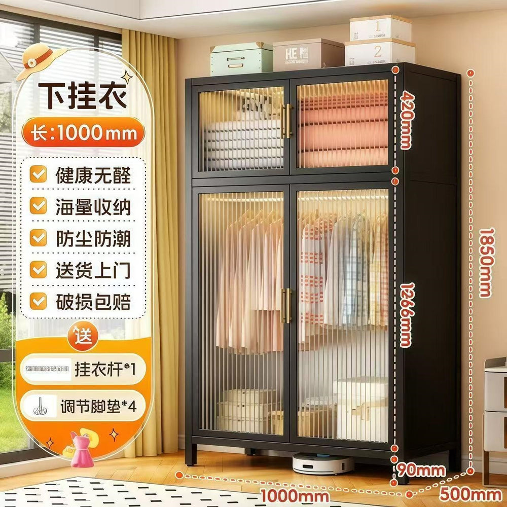 Large capacity steel wardrobe bedroom for home wardrobe rental metal floor standing clothes rack simple assembly storage cabinet
