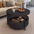 Accessible luxury style round small apartment movable coffee table living room for home slate small round table double-layer storage trolley