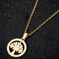 European and american cross-border new jewelry stainless steel inner ring hollow tree of life pendant necklace women's fashion popular necklace
