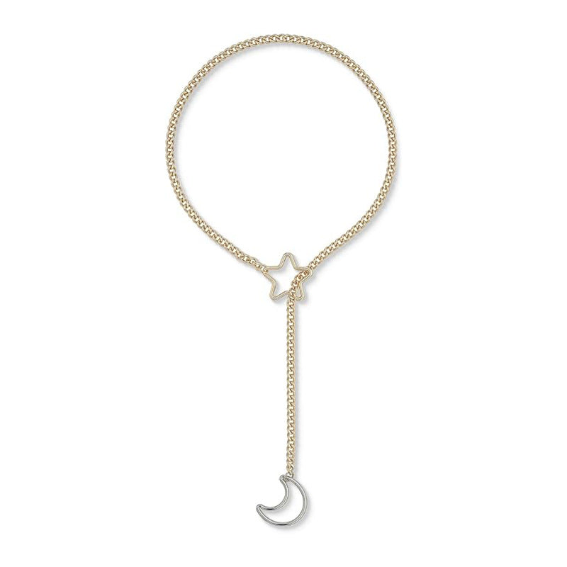 New arrival cross-border golden moon and star necklace punk gothic adjustable cuban lasso y-shaped necklace