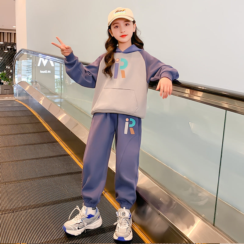 Girls' spring outfit set : new, stylish, and trendy girls' clothing, kids' hoodie, spring/autumn popular activewear