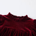 Girls' clothing  new retro autumn collection: burgundy lace long-sleeve princess outfit for girls