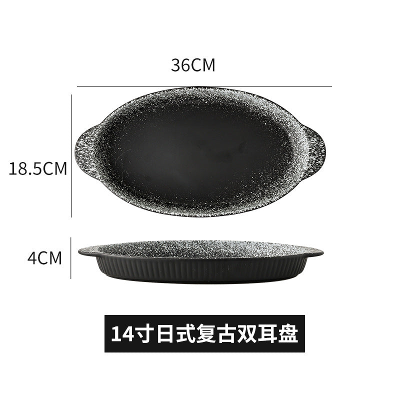 Large-capacity fish plate ceramic plate steamed fish plate creative for home fish plate special pepper fish head soup plate vegetable plate