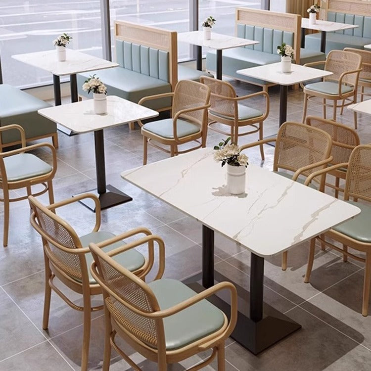Customized solid wood restaurant card seat sofa commercial milk tea shop coffee shop table and chair barbecue shop hot pot shop card seat table and chair