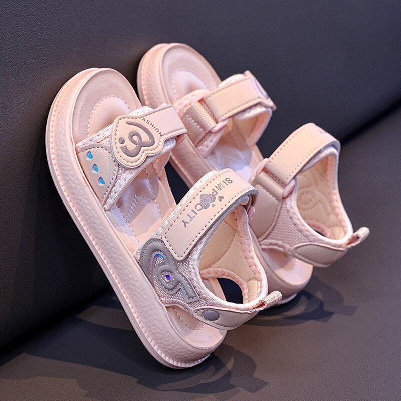 Girls' sandals:  new summer open-toe beach sandals, soft-soled princess slides for girls, stylish outerwear for mid-to-large children