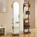 Rotating full-length mirror floor mirror for home bedroom movable try-on large mirror with coat rack all-in-one full-length mirror