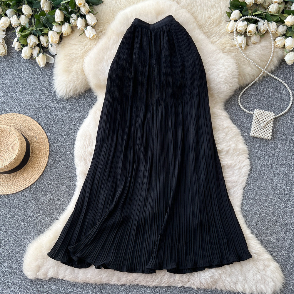K-style high waist pleated dopamine skirt for women summercasualcasuala-line large swing work clothingelegant skirt