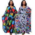 supply: chiffon digital print plus size women's african & european fashion set - robe with loose-fit pants