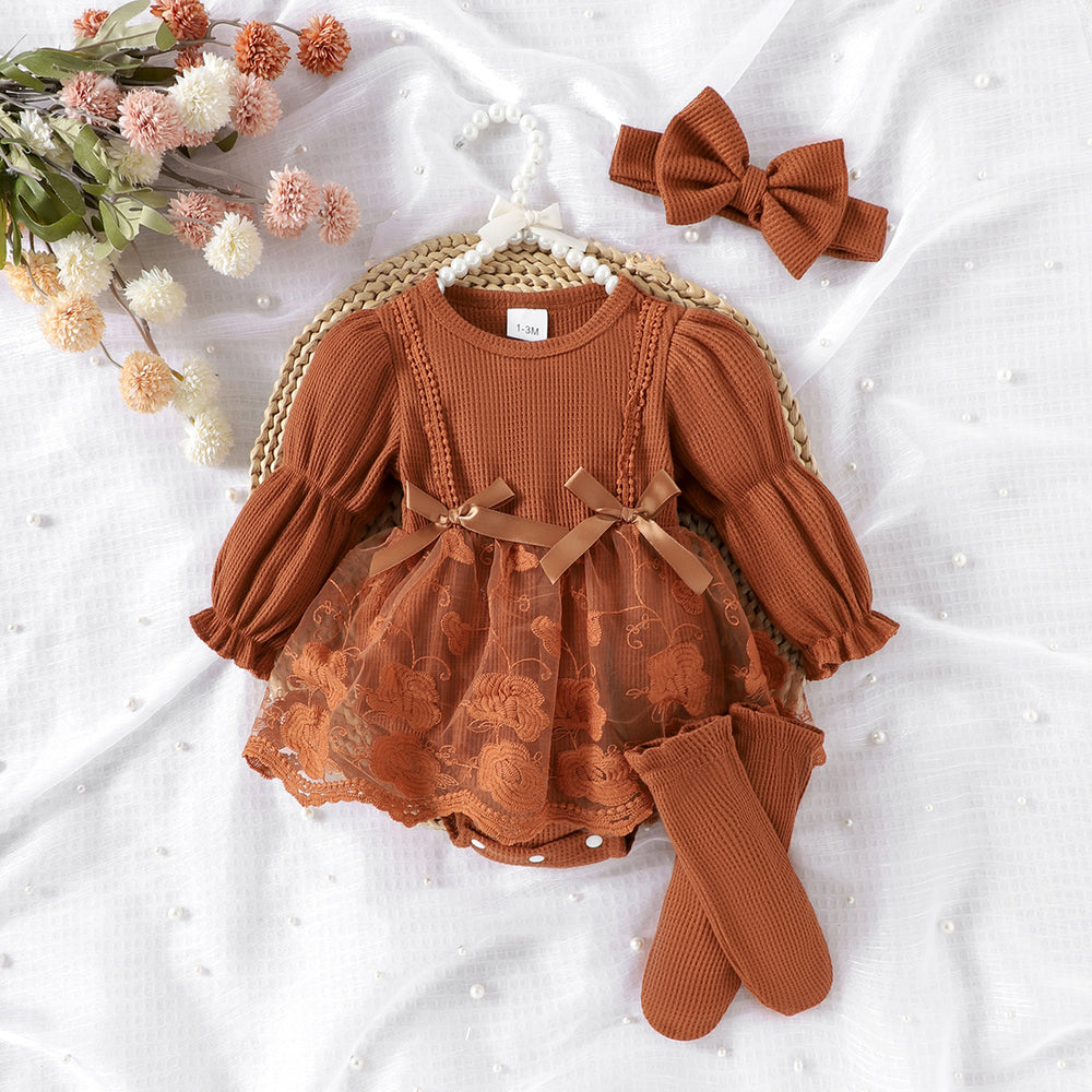 Children's clothing  cross-border european and american girls rose red long sleeves and socks