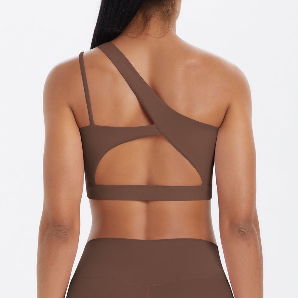 New arrival cross-border patchwork double-sided nylon brushed one-shoulder beautiful back sports intimates running fitness yoga wear vest for women